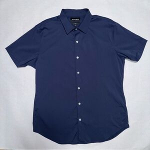 Bonobos Button Up Navy Tech Short Sleeve Shirt Large Slim Fit